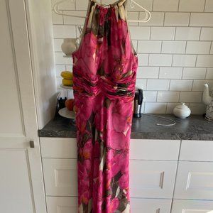 Eliza J Chiffon Printed Halter Top Maxi Dress Size 6